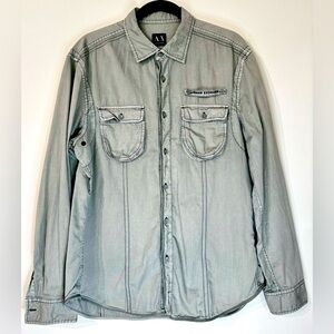 Men’s Armani Exchange Military Style Fashion Shirt Size L Used Great Condition